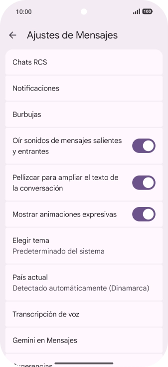 Pulsa Gemini en Mensajes.