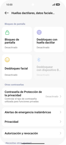 Pulsa Desbloqueo con huella dactilar.