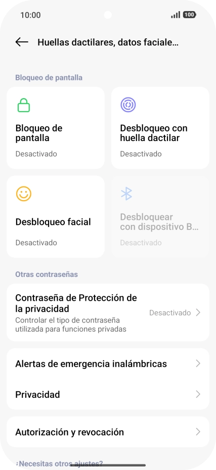 Pulsa Desbloqueo con huella dactilar.