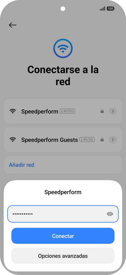 Introduce la contraseña de la red wifi y pulsa Conectar.