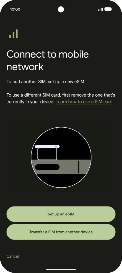 Press Set up an eSIM.