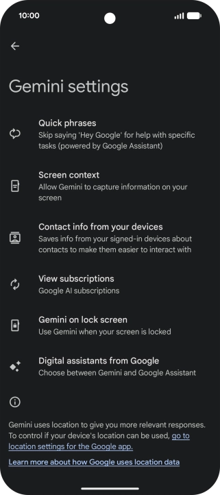 Press Digital assistants from Google.