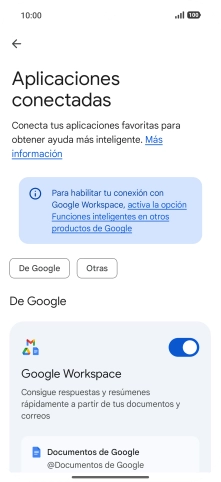 Pulsa el indicador junto a la extensión deseada para activar la función.