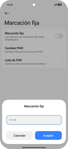 Introduce el código PIN2 y pulsa Aceptar.
