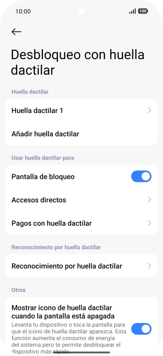 Pulsa  el indicador junto a los ajustes deseados para activarlos o desactivarlos.