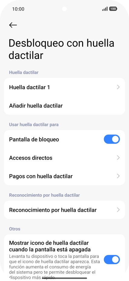 Pulsa  el indicador junto a los ajustes deseados para activarlos o desactivarlos.
