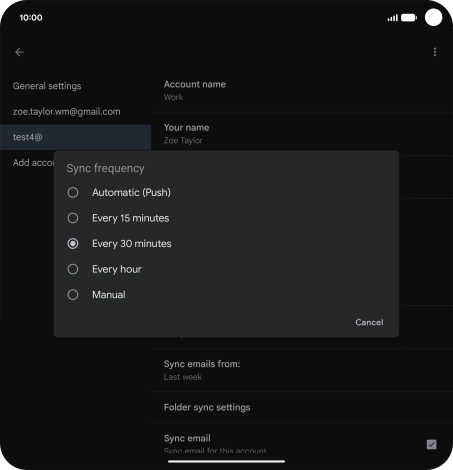 Press the required setting.