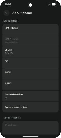 Your phone's software version is displayed below Android version.