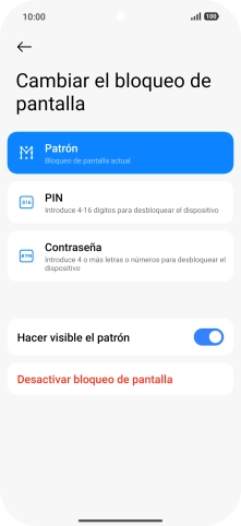 Pulsa Desactivar bloqueo de pantalla e introduce el código de seguridad extra que has creado anteriormente.