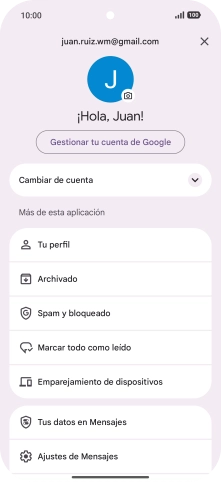 Pulsa Ajustes de Mensajes.