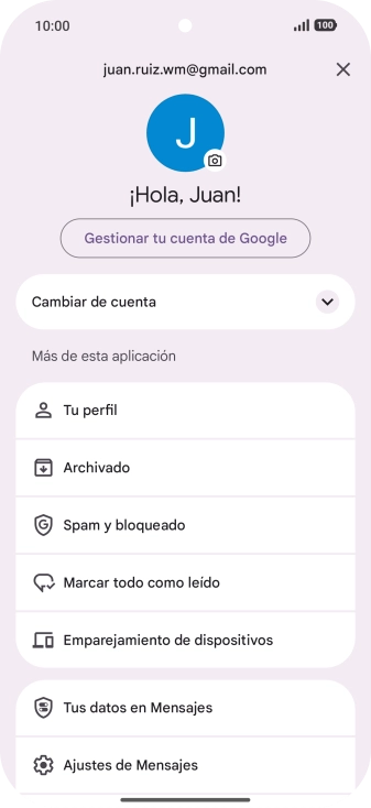 Pulsa Ajustes de Mensajes.