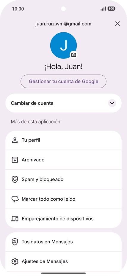 Pulsa Ajustes de Mensajes.