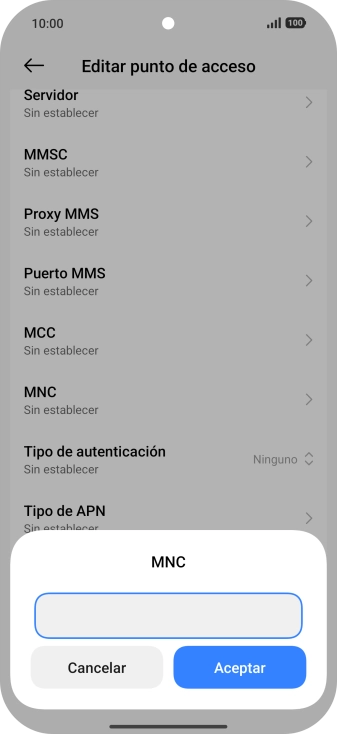 Introduce 01 y pulsa Aceptar.