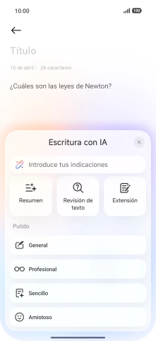 Para generar un texto, pulsa en el campo de escritura.