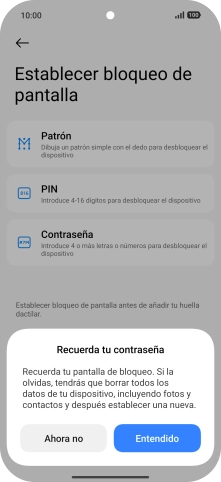 Pulsa Entendido y sigue las indicaciones de la pantalla para crear un código de seguridad del teléfono adicional.