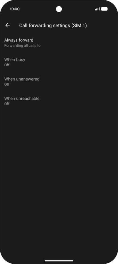 Press the required divert type.