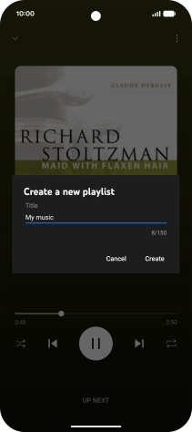 Key in a name for the playlist and press Create.
