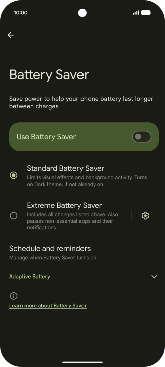 Press the required settings to turn them on or off.