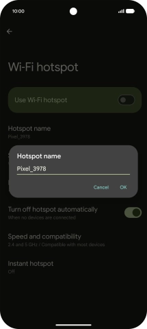 Key in the required Wi-Fi hotspot name and press OK.
