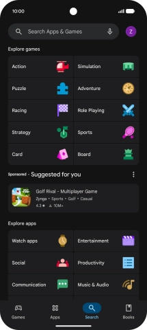 Press the search field.