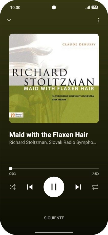 Pulsa la flecha hacia la derecha para ir al archivo de música siguiente.
