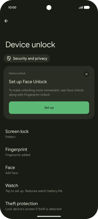 Press Screen lock and key in the additional phone lock code you created earlier.
