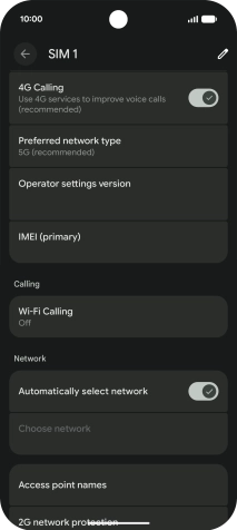 Press Preferred network type.