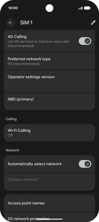 Press Preferred network type.