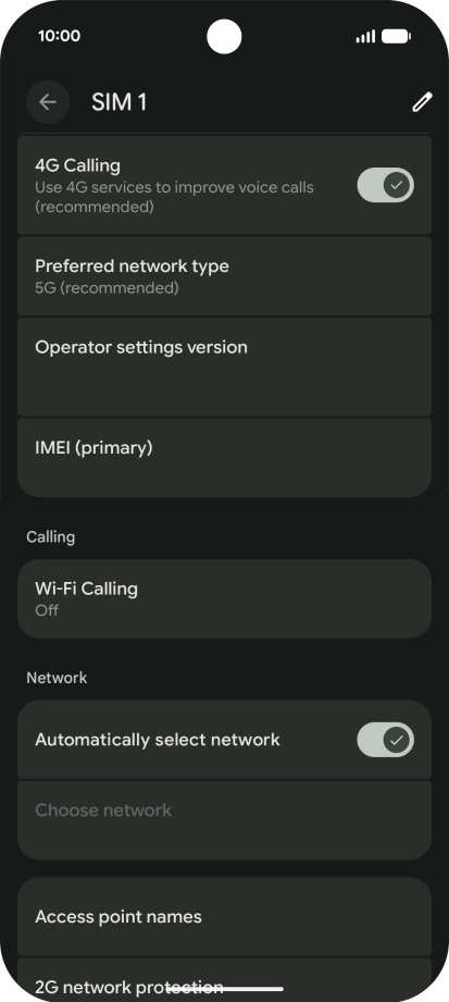 Press Preferred network type.