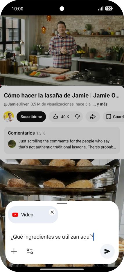 Sigue las indicaciones de la pantalla para escribir o decir en alto la pregunta que quieres hacer del vídeo.