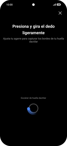 Sigue las indicaciones de la pantalla para crear una huella digital como código de seguridad.
