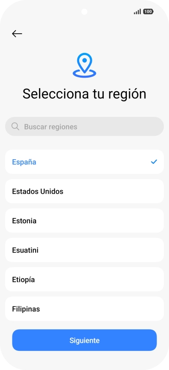 Pulsa el país o el área deseados.
