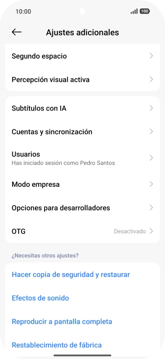 Pulsa Cuentas y sincronización.