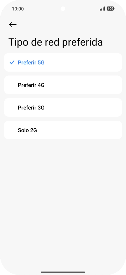Pulsa el tipo de red deseado.
