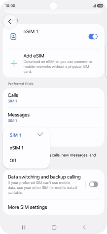 Press the required setting. Press the required setting.
