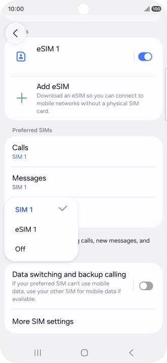 Press the required setting. Press the required setting.