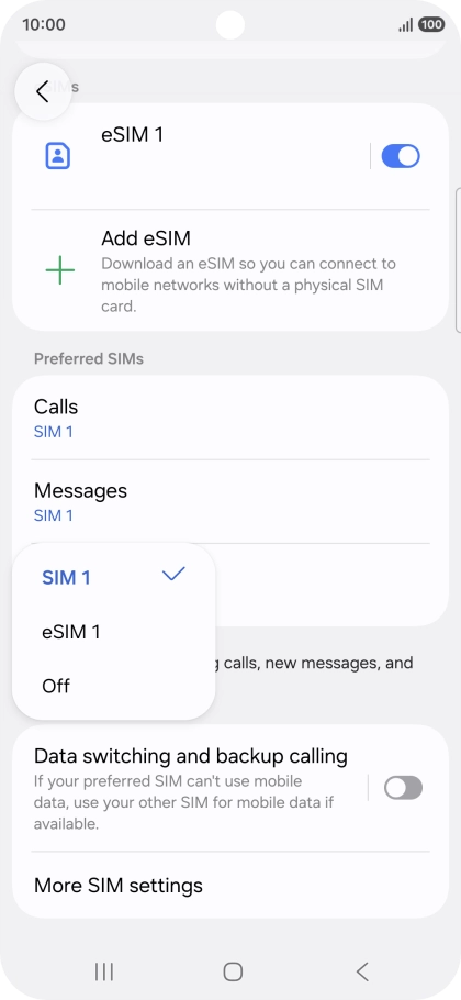 Press the required setting. Press the required setting.