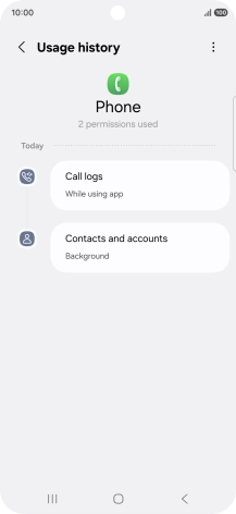 The app activity for the selected app is displayed. The app activity for the selected app is displayed.
