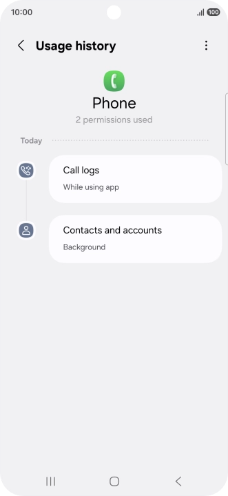 The app activity for the selected app is displayed. The app activity for the selected app is displayed.
