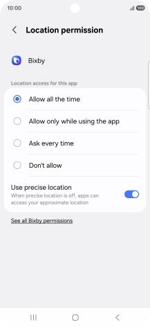 Press the required setting. Press the required setting.