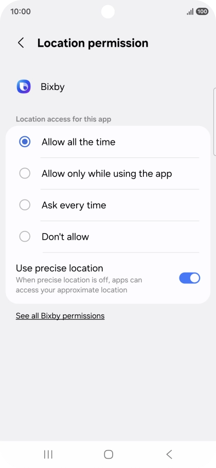 Press the required setting. Press the required setting.