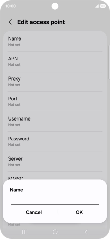 Key in Vodafone Internet and press OK. Key in Vodafone Internet and press OK.