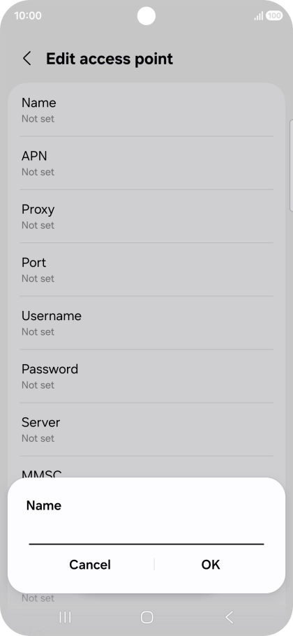 Key in Vodafone Internet and press OK. Key in Vodafone Internet and press OK.