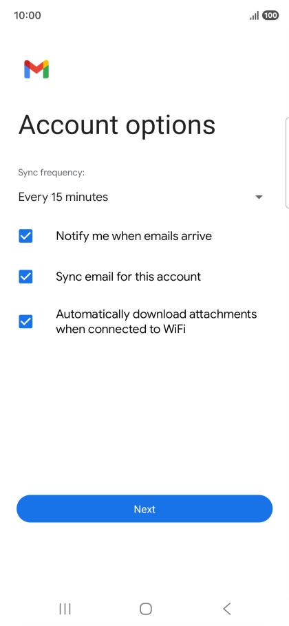 If this screen is displayed, you email account has been recognised and set up automatically. Follow the instructions on the screen to key in more information and finish setting up your phone. If this screen is displayed, you email account has been recognised and set up automatically. Follow the instructions on the screen to key in more information and finish setting up your phone.