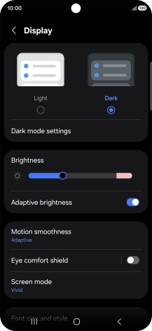 Press Dark mode settings. Press Dark mode settings.