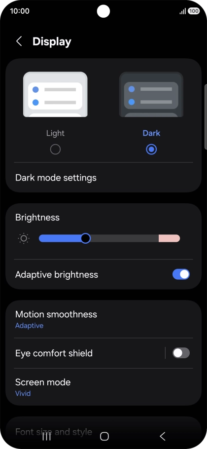 Press Dark mode settings. Press Dark mode settings.