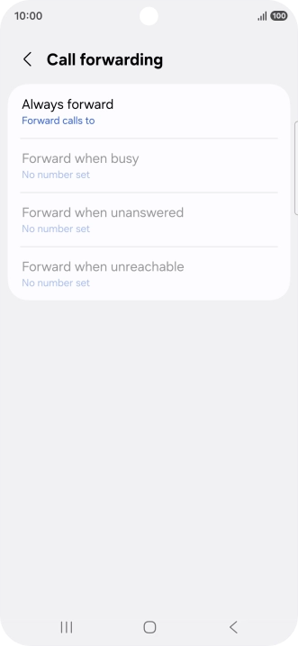 Press the required divert type. Press the required divert type.