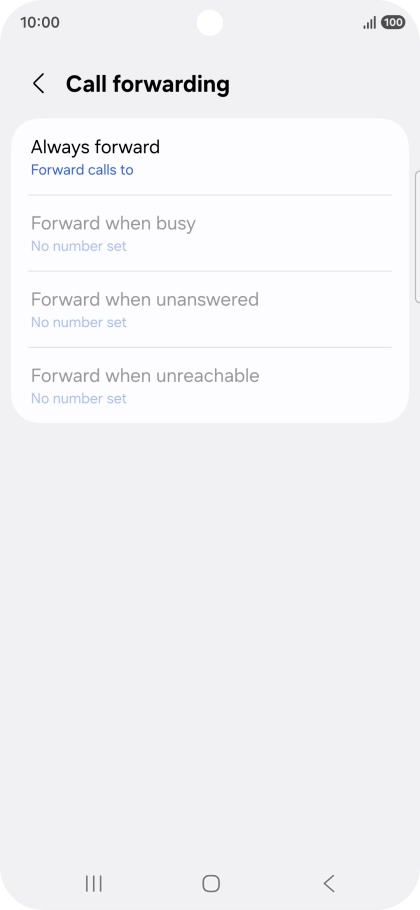 Press the required divert type. Press the required divert type.