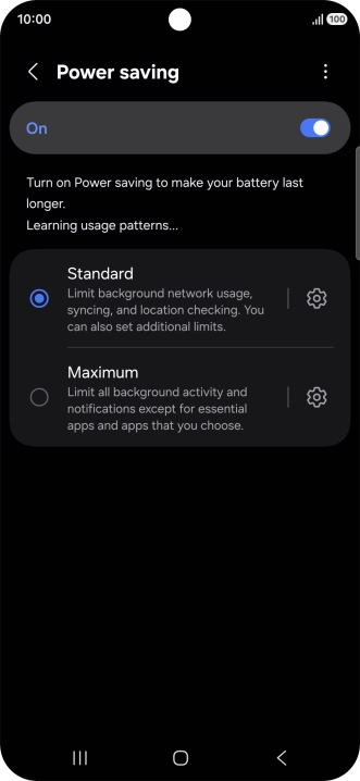 Press the required setting. Press the required setting.