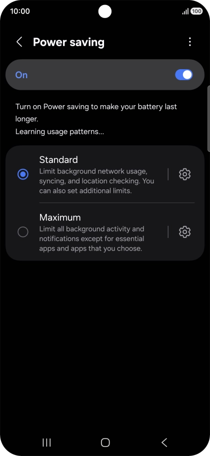 Press the required setting. Press the required setting.